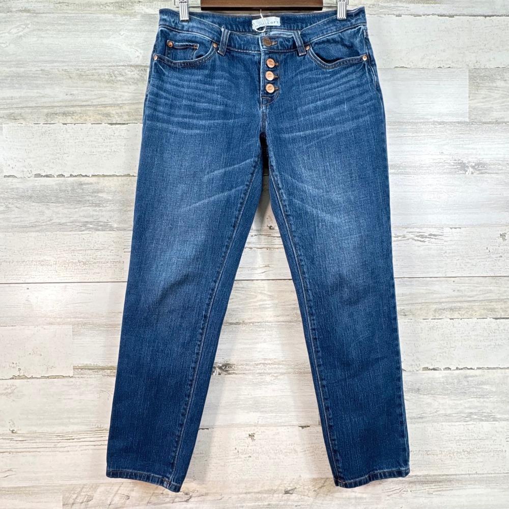 Made and Loved‎ Loft Boyfriend Jeans Size 4 Blue Denim Button Fly Straight Leg